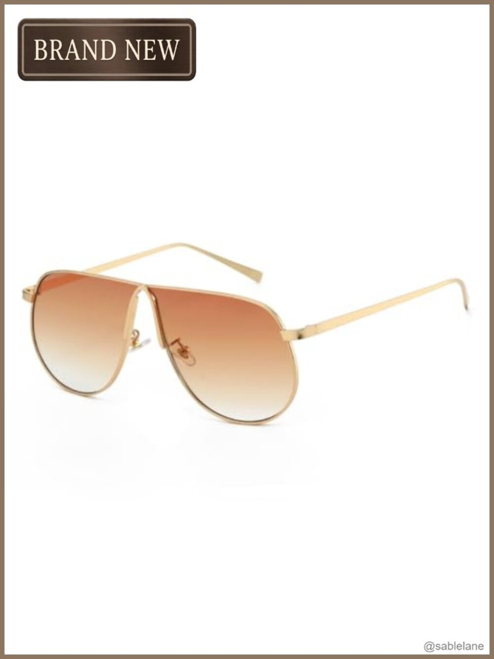 Oversized 70s Aviator Sunglasses Gold Metal Frame Unisex UV Protection
